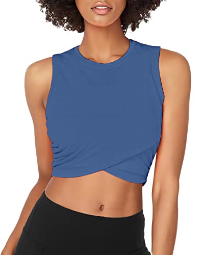 Image of Yoga Crop Tops Dance Tops Fitted Workout Crop Tops Yoga Tank Tops Athletic Sports Shirts for Women
