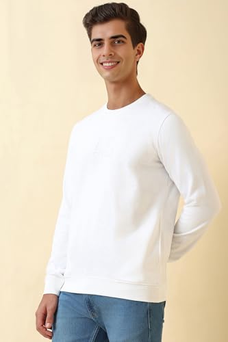 Image of Allen Solly Men's Cotton Blend Crew Neck Sweatshirt with Straight Pocket
