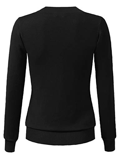 Women's V-Neck Long Sleeve Solid Basic Soft Stretch Pullover Knit Sweater3