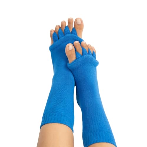 Image of DIRTS Foot Alignment Socks 5 Toe seprator -Easing Bunion, Plantar Fasciitis, Hammer Toes, and Pain Relief |- Size UK6-9 (Navy, S)