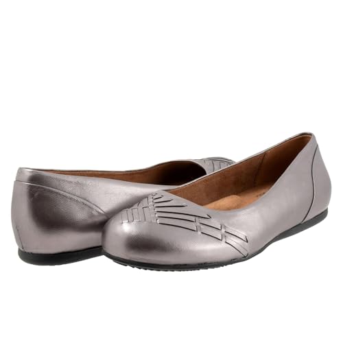 SoftWalk Women's Ballet Flat, Pewter Metal, 6 Wide