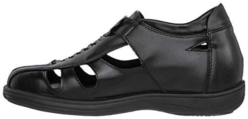 TOTO Men's Invisible Height Increasing Elevator Shoes - Black Leather Slip-on Super Lightweight Open-toe Sandals - 3.2 Inches Taller - G1307 - Size 9 D(M) US3