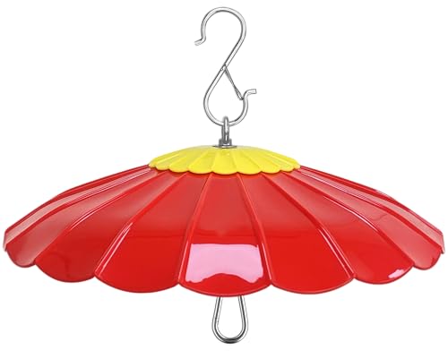 13.5-Inch Hummingbird Feeder Shade Dome Cover Bird Feeder Rain Cover & Squirrel Shield Weather Guard with Hanging Bird Feeders Squirrel Proof for Shepherds Hook Outdoors(Red)