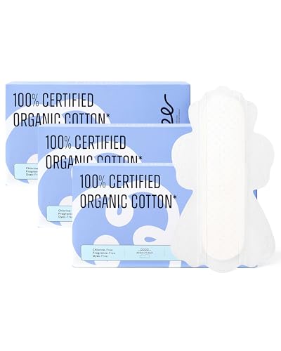 Image of RPE Life 100% GOTS Organic Cotton Period Pads with Wings,Size 4, 48 Count