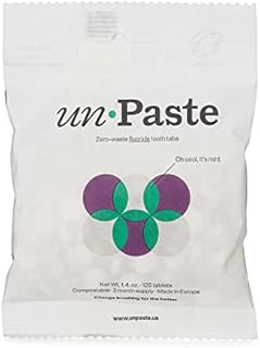 Unpaste Tooth Tablets Mint with Fluoride, Gluten Free, Vegan, Eco Friendly, Camping, Plastic Free, Travel Toothpaste Tabs, 125 Tablets, 2 Month Supply