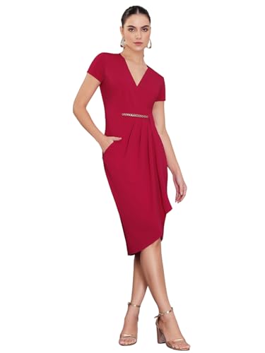 Image of Life With Pockets Women's Collared Sleeveless's Bodycon Knee-Long Dress