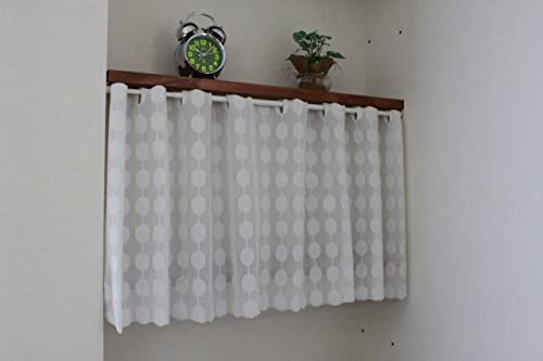 加栄レース 日本製 レースカフェカーテン 水玉柄 巾145cm×丈48cm ホワイト [2]