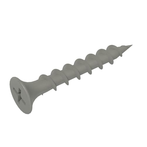 Image of Grip-Rite Exterior Screws - Safe for Use in Treated Lumber - #2 Phillips Bugle Head - Coarse Thread Deck Screws - PrimeGuard Coating - 1lb Box - #9 x 1-1 /4 inch - Gray - PTN114S1