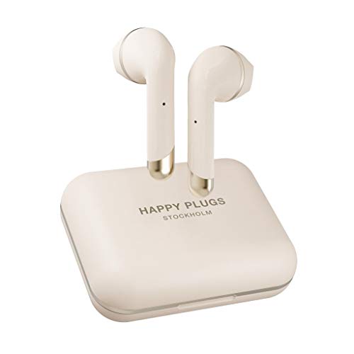 Happy Plugs Air 1 Plus Earbud Wireless Headphones – TRUE WIRELESS – 100dB – Sweat-Resistant – 30 mAh Battery in Each Earphone – 450 mAh Battery in Charging Case – Gold