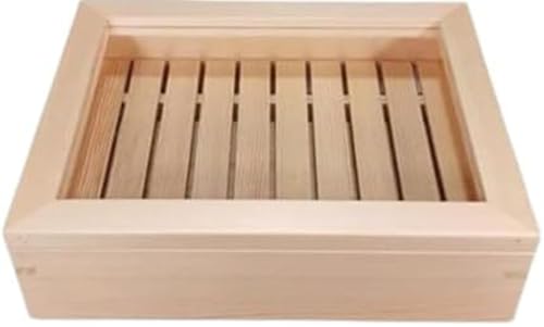 Kisigim ネタ箱 木製 寿司 刺身 保存容器 目皿 アクリル製 フタ付 寿司屋 キッチン ホテル レストラン 家庭用 業務用 (20*15*5cm,蓋なし)