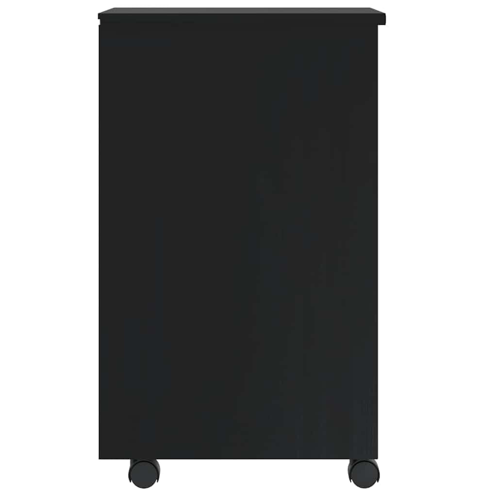 Hothingwell Armadio a rotelle con cassetti in legno di pino massiccio nero, raccoglitore a rotelle per ufficio con ruote, carrello portaoggetti per documenti e file, mobile con cassetti per soggiorno,