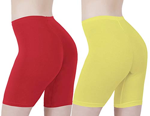Image of Buy That Trendz Cotton Lycra Tight Fit Stretchable Cycling Shorts Womens | Shorties for Active wear /Exercise /Workout /Yoga /Gym /Cycle /Running Red Grey Combo Pack of 2