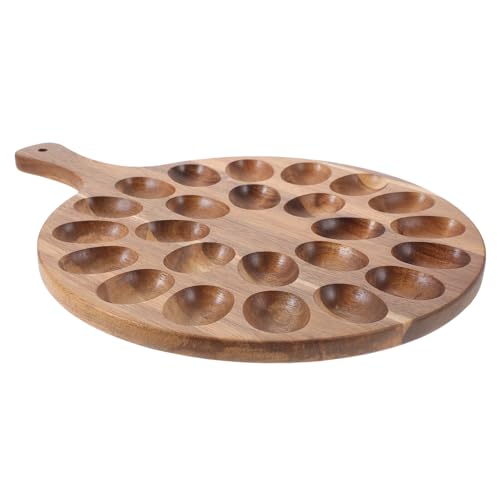 BUGUUYO Easter Egg Holderen Wooden Deviled Egg Tray Large Chicken Egg Holder Wooden Egg Storage for Easter Celebrations