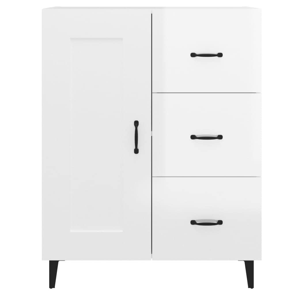 vidaXL Aparador Armario Mueble Auxiliar Almacenamiento Sala de Estar Comedor Cocina Dormitorio de Madera Contrachapada Blanco Brillante