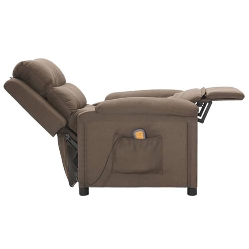 Gecheer Massagesessel Taupe Stoff, Sessel Wohnzimmer Fernsehsessel Liegesessel für Entspannung Homeoffice Leseecke342359 – Bild 6