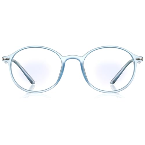 ENRICO Bluno Round Zero Power Computer Glasses for Men | Anti-Glare Blue Light Filter Glasses for Eye Protection from Laptop/Mobile Screen | Blue Cut Reading Computer Glasses for Women (Medium)