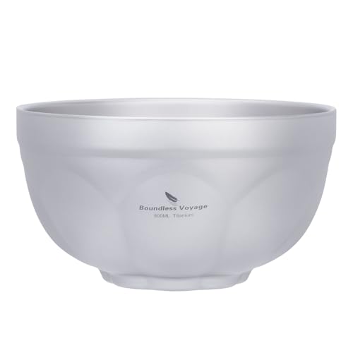 Boundless Voyage Titanium Double Walled Camping Bowls Rice Soup Oatmeal Yogurt Serving Bowl Ultralight Tableware, Dishwasher Safe 800ml Ti1172T