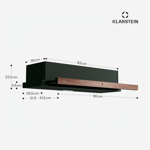 Klarstein ZenFusion Hotte aspirante 90 cm Débit dair de 400 m³h CEE A Évacuationcirculation 3 vitesses silencieuse - vue 9