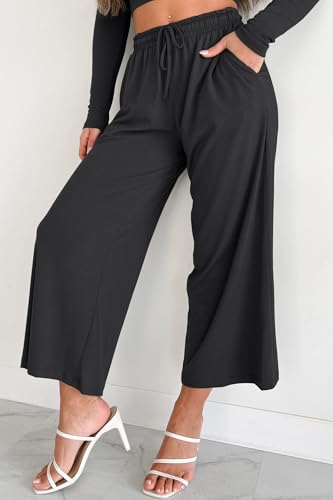 Capri Cropped Wide Leg Pants Women Palazzo Flowy Summer Ankle Lightweight Pant Lounge Casual Loose Beach Clothes 20252