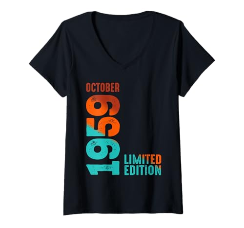 Mujer Octubre 1959 Edición Limitada Cumpleaños Camiseta Cuello V