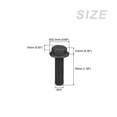 METALLIXITY Flanged Hex Head Bolts (M10x35mm) 10pcs, Hexagon Serrated Flange Bolt Fully Thread Screw - Image 2