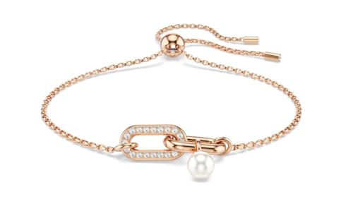Swarovski Constella bracelet Crystal pearl, Round cut, White, Rose gold-tone plated
