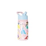 Simple Modern Kids Summit Water Bottle with Straw Lid | Disney Princess 14oz Stainless Steel Cup Insulated Tumbler for Girls, School | Princess Rainbows