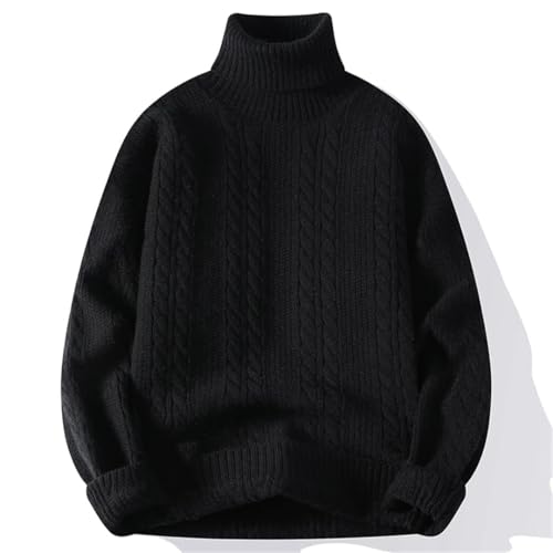 Men's Winter Vintage Turtleneck Solid Color Loose Casual Knitted Pullovers Knit Sweaters2