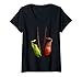 Mujer Camisa de planta de jarra tropical Nepenthes de dibujo botánico Camiseta Cuello V