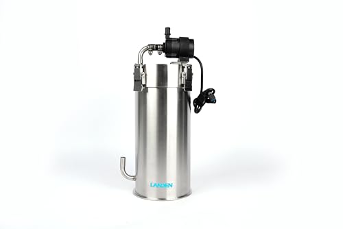 Image of LANDEN PURA 300 External Canister Filter for Aquarium System, up to 30 Gallon, Stainless Steel Tank Canister with Water Pump and Double Tab Connector, Three-Stage Filtration