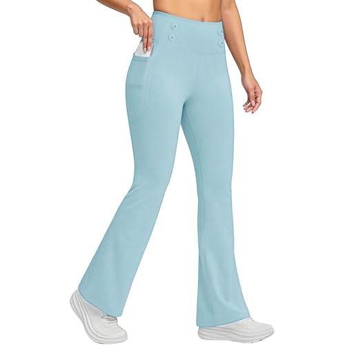 GMQWRK Pantalones de corte de bota para mujer, leggings de entrenamiento cálidos con forro de microforro polar, bolsillos, botones, cintura alta, pantalones térmicos, capas base, pantalones 2026