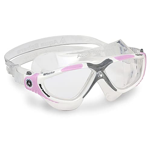 Aqua Sphere Vista Adult Swim Mask - Clear Lens, White, Pink + Silver Frame, One Size (MS1750902LC)
