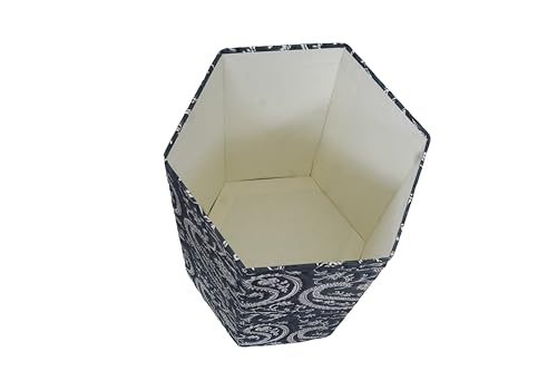Image of Generic 3.3 Gallon Cotton Hand Block Printed Paper Waste Basket |Small Decorative Trash Can for Housewarming Gifts in Living Room, Bedroom, Bathroom | Eco-Friendly, Plastic-Free (1, DARK BLUE MUKAT)