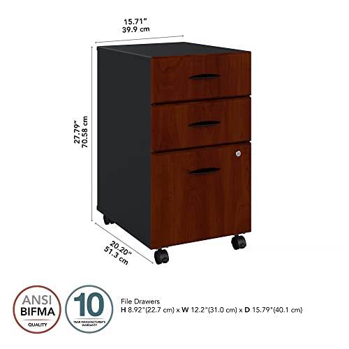 Bush Business Furniture Series A 3 Drawer Mobile File Cabinet, Hansen Cherry/Galaxy #TOP2