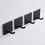 Aikzik Haken Selbstklebende 4 Stück Handtuchhaken Ohne Bohren Edelstahl Bademantelhaken Wandhaken Bad und Küche , Schwarz