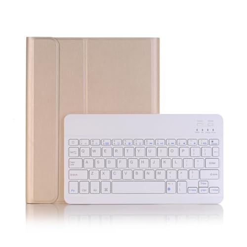 Teclado y ratón inalámbrico para iPad Pro 12.9 con funda dorada retroiluminada de café