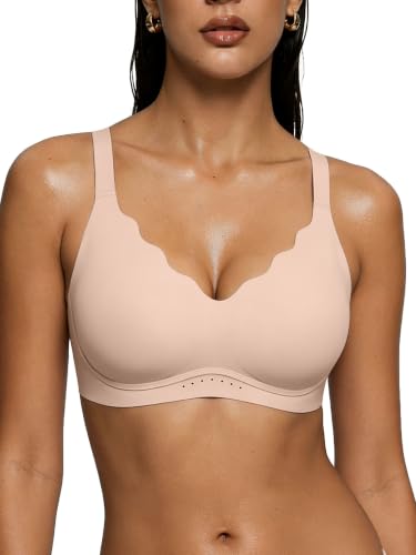 Image of As Fairy Wireless Bras for Women Jelly Push Up Scalloped T-Shirt Bra