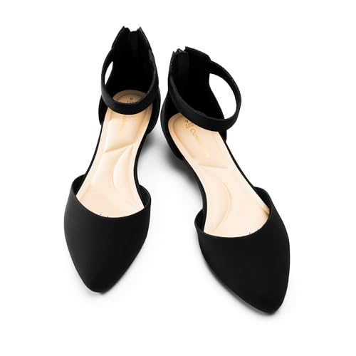 Women Flat Shoes with Ankle Strap, Low Wedge Heel Flats for Women, Comfortable Pointed Toe Dress Shoes for Work Business Wedding 5