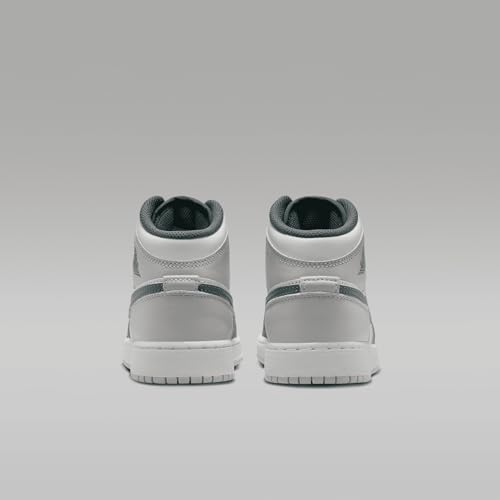 Air Jordan 1 Mid SE Big Kids' Shoes (FQ8088-103, White/Sail/Neutral Grey/Oxidized Green) Size 6.5 - image 6