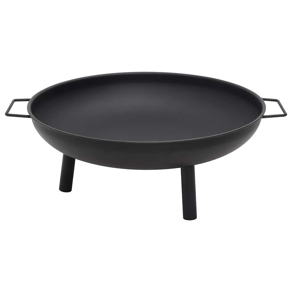 "vidaXL Steel Fire Pit - Scandinavian Style Outdoor Fireplace for Garden or Patio, Black Powder Coating Finish, Easy to Carry"