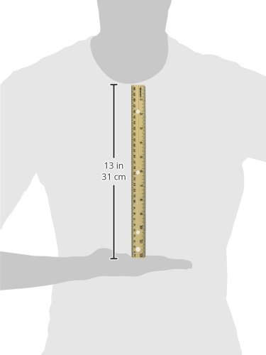 Westcott Hole Punched Wood Ruler English and Metric with Metal Edge, 12 Inches, 4 Packs - Image 2