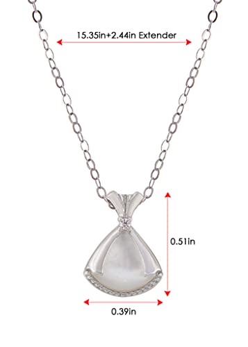 Image of Alilang Sparkling Crystal Rhinestone Seashell Skirt Necklace - 925 Sterling Silver Fan Pendant Necklaces For Women With Bow