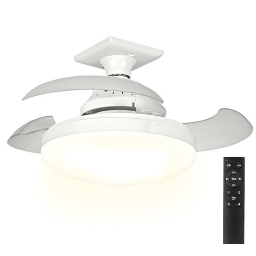Opdestn Ventilador de Techo con Mando a Distancia y Luz,Ventilador De Techo Retráctil Con Luces | Multifuncional Silencioso De Ahorro Espacio Para Salón Dormitorio Infantil Y Decoración