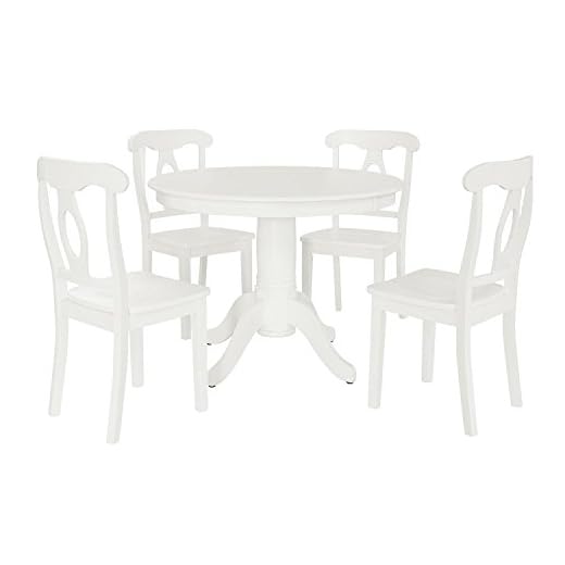 DOREL Living Aubrey 5 piece Traditional Height Pedestal Dining Set, White
