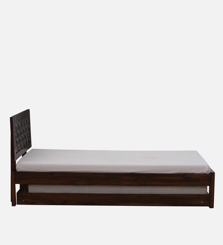 Image of Solid Sheesham Wood Woodora Single Size Trundle Bed with 1 Extra Pullout Bed | Wooden Single Bed Cot Palang Furniture for Bedroom Living Room Home and Hotel (Provincial Teak Finish)