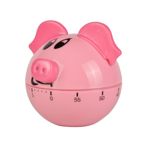 Rileyfine WG013 Kitchen Mechanical Timer, Countdown Alarm Clock, Pink Piggy Beautiful Shape, Perfect for Baking, Cooking and Studying?Pig?