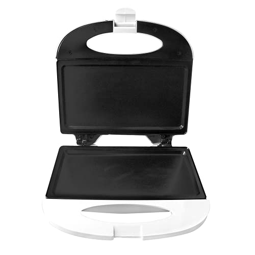 Bene Casa - White Nonstick Flat Grill Sandwich Maker - Includes Cool-touch Handles and Die Cast...