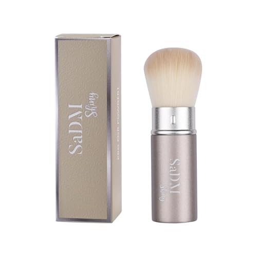 Brocha kabuki retráctil maquillaje – Brocha facial para base líquida, polvos, crema, colorete y bronzer – Compacta, vegana y libre de crueldad