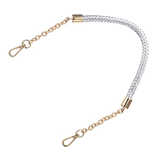 LRXIYODE 属チェーン付き皮革編みハンドバッグ交換用ストラップ ショルダーストラップファッションアクセサリー バッグ修理用 短い持ち手用