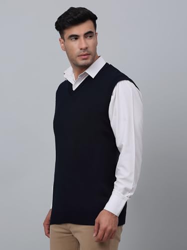 Image of Cantabil Solid Reversible V Neck Sleeveless Regular Fit Mens Casual Sweater | Casual Winter Sweater for Men | Mens Sweater for Winter Wear (P MSWT00055)